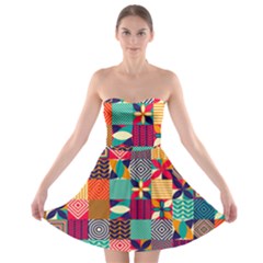 Geometric Mosaic Strapless Bra Top Dress by designsbymallika