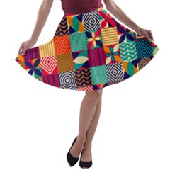 Geometric Mosaic A-line Skater Skirt by designsbymallika