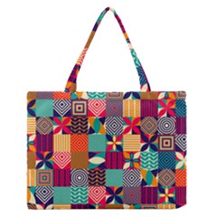 Geometric Mosaic Zipper Medium Tote Bag by designsbymallika