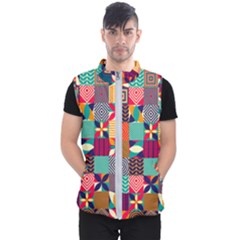 Geometric Mosaic Men s Puffer Vest by designsbymallika