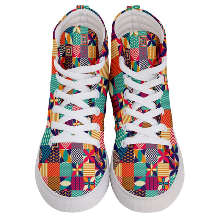 Geometric Mosaic Men s Hi-Top Skate Sneakers