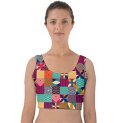 Geometric Mosaic Velvet Crop Top by designsbymallika