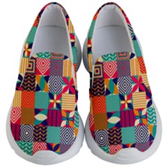 Geometric Mosaic Kids Lightweight Slip Ons by designsbymallika