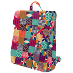 Geometric Mosaic Flap Top Backpack by designsbymallika