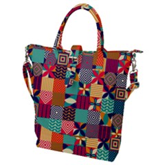 Geometric Mosaic Buckle Top Tote Bag by designsbymallika