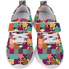 Geometric Mosaic Kids  Velcro Strap Shoes by designsbymallika