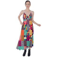 Geometric Mosaic Tie Back Maxi Dress by designsbymallika