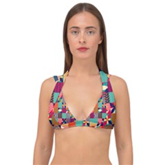 Geometric Mosaic Double Strap Halter Bikini Top by designsbymallika