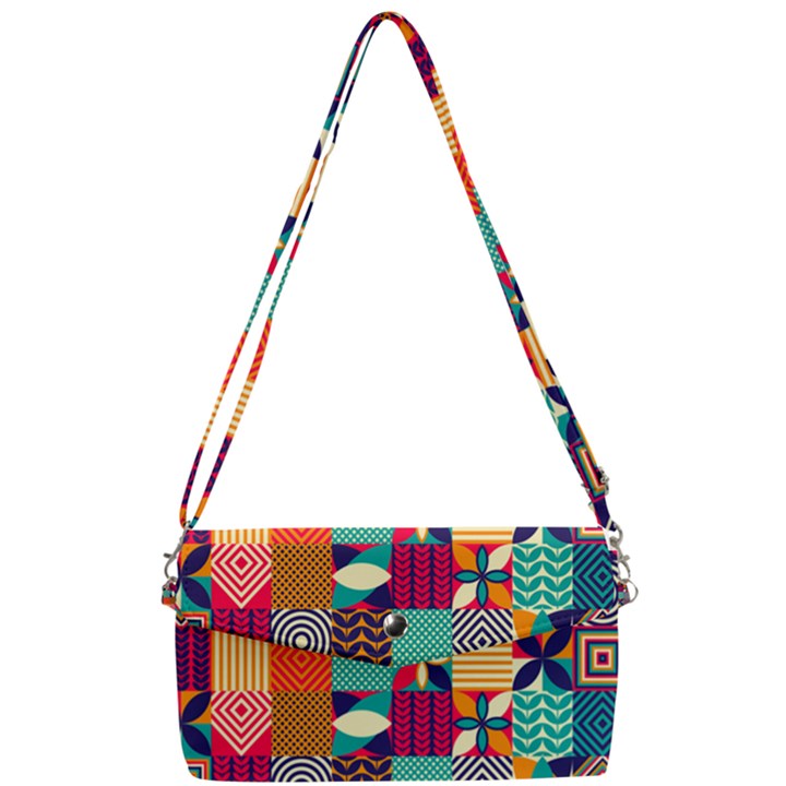 Geometric Mosaic Removable Strap Clutch Bag