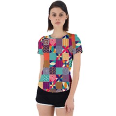 Geometric Mosaic Back Cut Out Sport Tee