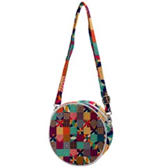 Geometric Mosaic Crossbody Circle Bag