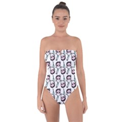 Doctor Pattern White Tie Back One Piece Swimsuit by snowwhitegirl