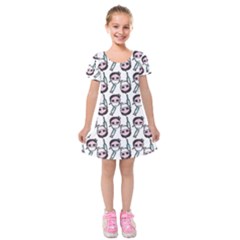 Doctor Pattern White Kids  Short Sleeve Velvet Dress by snowwhitegirl