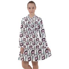 Doctor Pattern White All Frills Chiffon Dress