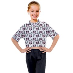 Doctor Pattern White Kids Mock Neck Tee