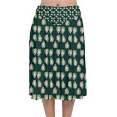 Darla Teal Velvet Flared Midi Skirt by snowwhitegirl