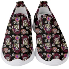 Braids Doll Daisies Black Kids  Slip On Sneakers by snowwhitegirl