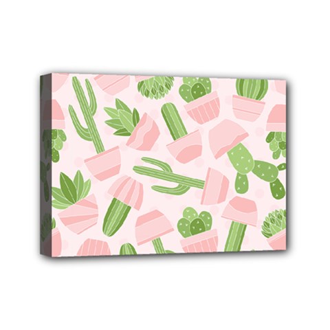 Cactus Pattern Mini Canvas 7  X 5  (stretched) by designsbymallika