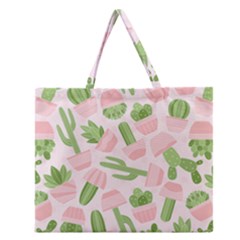 Cactus Pattern Zipper Large Tote Bag by designsbymallika