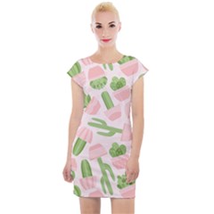 Cactus Pattern Cap Sleeve Bodycon Dress by designsbymallika