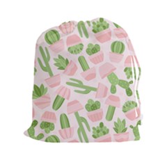 Cactus Pattern Drawstring Pouch (2xl) by designsbymallika