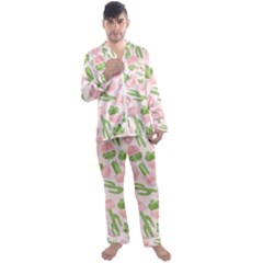 Cactus Pattern Men s Long Sleeve Satin Pyjamas Set by designsbymallika