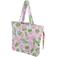 Cactus Pattern Drawstring Tote Bag by designsbymallika