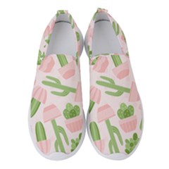 Cactus Pattern Women s Slip On Sneakers by designsbymallika