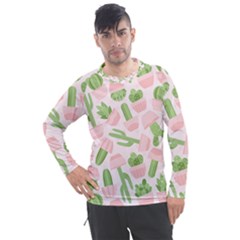 Cactus Pattern Men s Pique Long Sleeve Tee