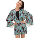 Braids Doll Daisies Blue Long Sleeve Kimono View1