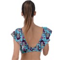 Braids Doll Daisies Blue Plunge Frill Sleeve Bikini Top View2