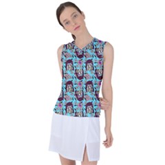 Braids Doll Daisies Blue Women s Sleeveless Sports Top