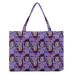 Braids Doll Daisies Purple Zipper Medium Tote Bag by snowwhitegirl