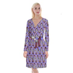 Braids Doll Daisies Purple Long Sleeve Velvet Front Wrap Dress by snowwhitegirl