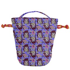 Braids Doll Daisies Purple Drawstring Bucket Bag by snowwhitegirl