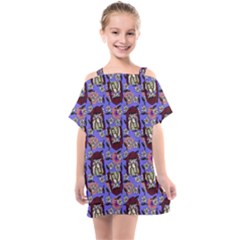 Braids Doll Daisies Purple Kids  One Piece Chiffon Dress by snowwhitegirl