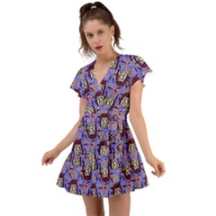 Braids Doll Daisies Purple Flutter Sleeve Wrap Dress by snowwhitegirl