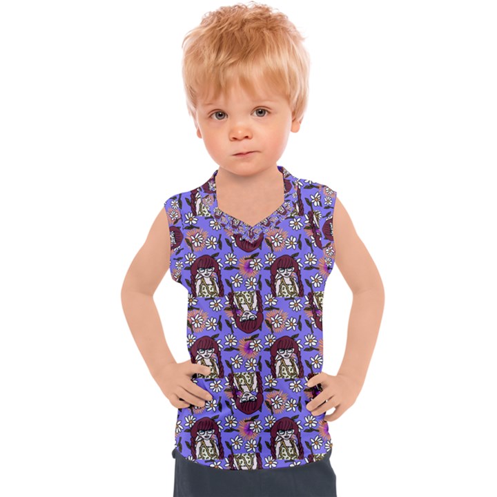 Braids Doll Daisies Purple Kids  Sport Tank Top