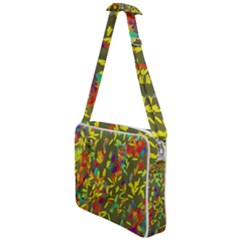 Colorful Brush Strokes Painting On A Green Background                                                 Cross Body Office Bag by LalyLauraFLM