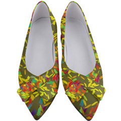 Colorful Brush Strokes Painting On A Green Background                                                Women s Bow Heels