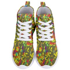 Colorful Brush Strokes Painting On A Green Background                                                   Women s Lightweight High Top Sneakers by LalyLauraFLM