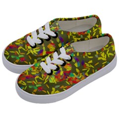 Colorful Brush Strokes Painting On A Green Background                                                 Kids  Classic Low Top Sneakers by LalyLauraFLM