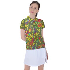 Colorful Brush Strokes Painting On A Green Background                                                   Women s Polo Tee