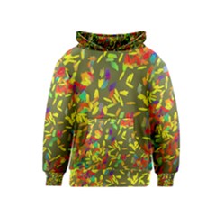 Colorful Brush Strokes Painting On A Green Background                                                    Kid s Pullover Hoodie by LalyLauraFLM