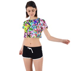 Colorful Paint Texture                                                    Tie Back Short Sleeve Crop Tee