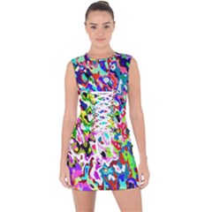 Colorful Paint Texture                                                       Lace Up Front Bodycon Dress by LalyLauraFLM