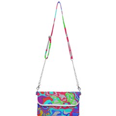 Colorful Distorted Shapes On A Grey Background                                                     Mini Crossbody Handbag by LalyLauraFLM