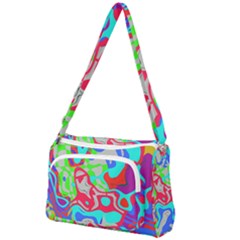 Colorful Distorted Shapes On A Grey Background                                                   Front Pocket Crossbody Bag by LalyLauraFLM