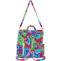 Colorful distorted shapes on a grey background                                                  Crossbody Backpack View3