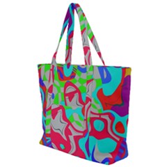 Colorful Distorted Shapes On A Grey Background                                                 Zip Up Canvas Bag by LalyLauraFLM